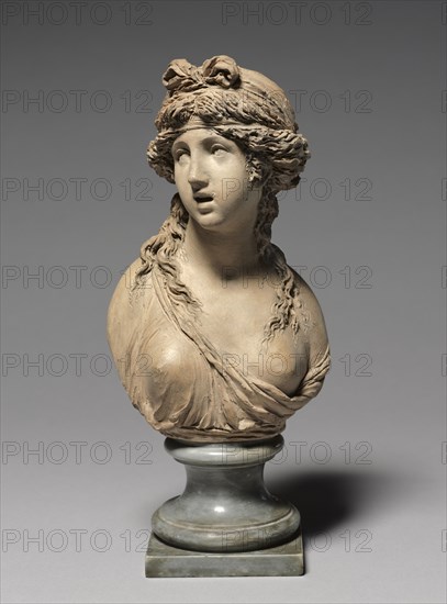 Bust of a Woman, 1800-1834. Joseph-Charles Marin (French, 1759-1834). Terracotta; with base: 27.2 x 12 x 9.6 cm (10 11/16 x 4 3/4 x 3 3/4 in.); without base: 20.4 cm (8 1/16 in.)