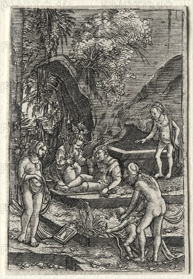 The Judgment of Paris, 1511. Albrecht Altdorfer (German, c. 1480-1538). Engraving; image: 6.3 x 4.2 cm (2 1/2 x 1 5/8 in.).