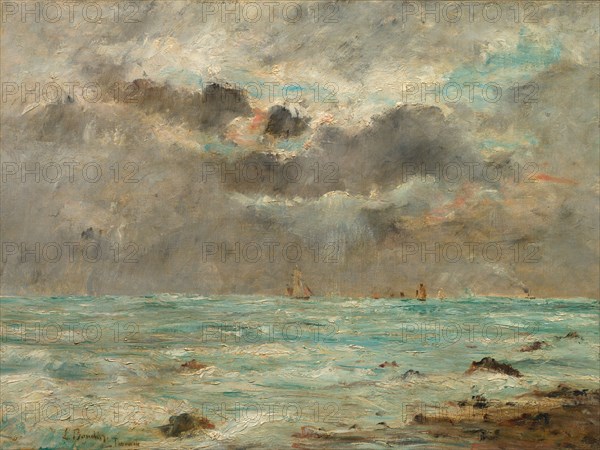 The Coast at Trouville, c. 1865-1900. Imitator of Eugène Boudin (French, 1824-1898). Oil on fabric; unframed: 46.2 x 61.1 cm (18 3/16 x 24 1/16 in.)