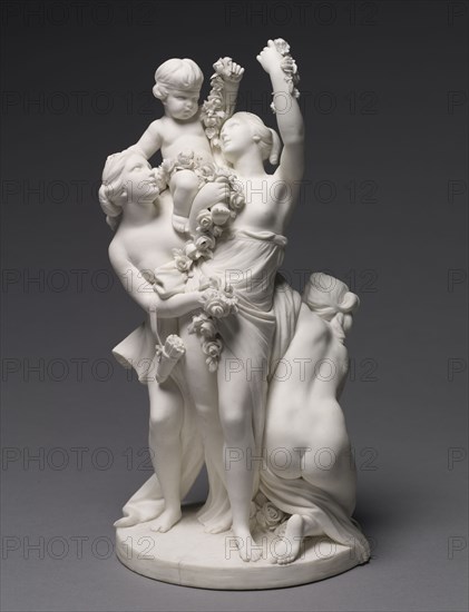 Figure of Love Carried by the Three Graces, 1768. Sèvres Porcelain Manufactory (French, est. 1740), after a design by François Boucher (French, 1703-1770). Unglazed soft-paste porcelain (biscuit); overall: 25.4 x 12.8 x 14 cm (10 x 5 1/16 x 5 1/2 in.).
