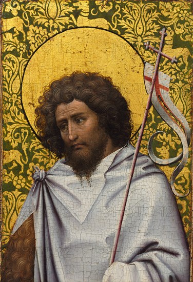 John the Baptist, c. 1410. Robert Campin (Netherlandish, 1375/79-1444). Oil on oak panel; framed: 25 x 20 x 3 cm (9 13/16 x 7 7/8 x 1 3/16 in.); unframed: 17.3 x 11.6 cm (6 13/16 x 4 9/16 in.).