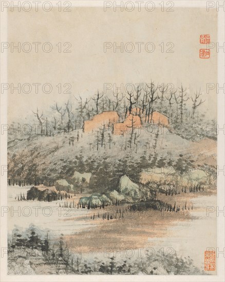 Reminiscences of Qinhuai River, 1642-1707. Shitao (Chinese, 1642-1707). Album leaf, ink and color on Song paper; image: 25.5 x 20.2 cm (10 1/16 x 7 15/16 in.); overall: 33 x 24.3 cm (13 x 9 9/16 in.).