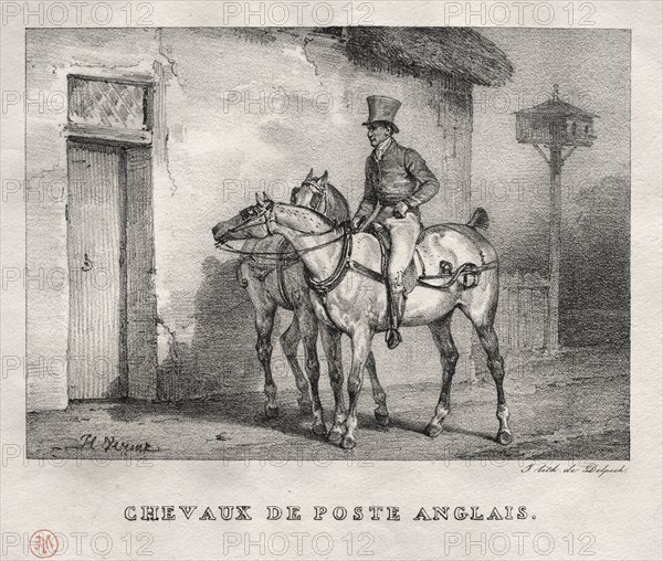 Postal Horses, 1823. Horace Vernet (French, 1789-1863). Lithograph