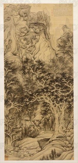 The Mountain of Five Cataracts, 1650. Chen Hongshou (Chinese, 1598/99-1652). Hanging scroll, ink on silk; painting: 118 x 53 cm (46 7/16 x 20 7/8 in.); overall: 232.4 x 69.7 cm (91 1/2 x 27 7/16 in.).