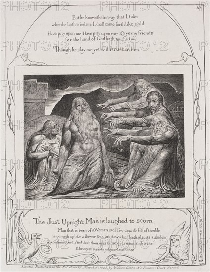 The Book of Job:  Pl. 10,  The just upright man is laughted to scorn, 1825. William Blake (British, 1757-1827). Engraving
