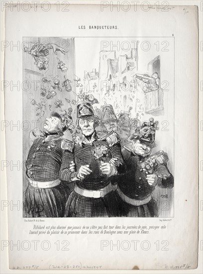 published in le Charivari (11 January 1849): The Banqueters, plate 4: Rifolard is more charming than ever..., 1848. Honoré Daumier (French, 1808-1879). Lithograph; sheet: 35.8 x 25.6 cm (14 1/8 x 10 1/16 in.); image: 24.3 x 20.4 cm (9 9/16 x 8 1/16 in.).
