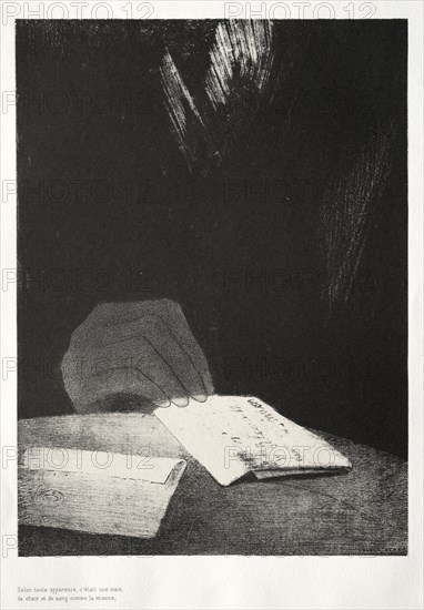 La Maison hantée:  To All Appearances, It Was a Hand of Flesh and Blood Like Mine, 1896. Odilon Redon (French, 1840-1916). Lithograph
