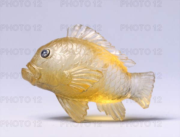 Goldfish, late 1800s-early 1900s. Firm of Peter Carl Fabergé (Russian, 1846-1920). Topaz, rose-cut diamond eyes set in gold; overall: 2.6 x 3.4 x 1.6 cm (1 x 1 5/16 x 5/8 in.).