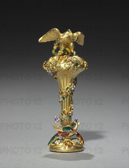 Hand Seal, c. 1839. Russia, St. Petersburg, 19th century. Gold with transparent enamels; overall: 7.4 cm (2 15/16 in.).