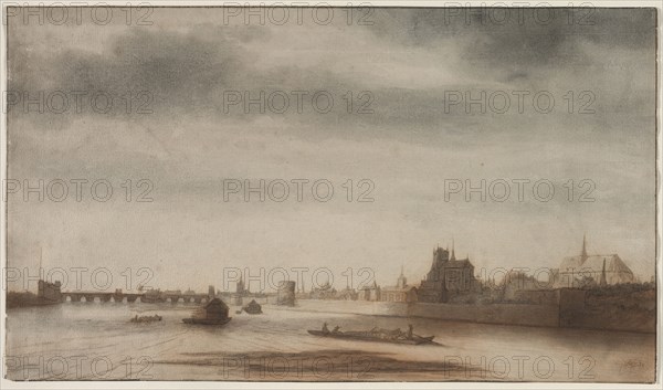 View of Orléans from the Loire, c. 1670. Lambert Doomer (Dutch, 1623-1700). Pen and brown ink and brush and gray and brown wash; framing lines in brown ink; sheet: 23.8 x 41.2 cm (9 3/8 x 16 1/4 in.)