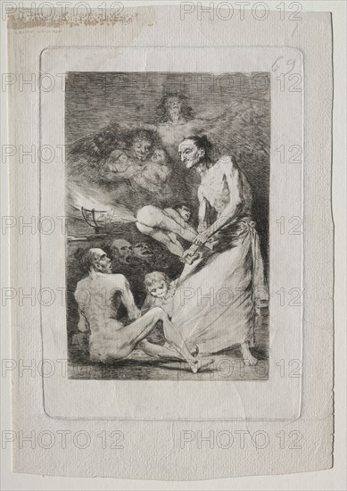 Caprichos:  Blow, c. 1799. Francisco de Goya (Spanish, 1746-1828). Etching, aquatint, drypoint and engraving