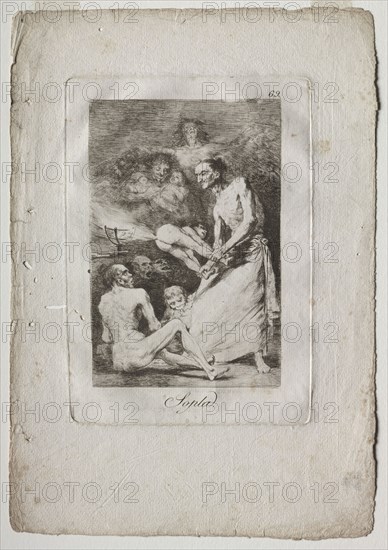 Caprichos:  Blow, 1799. Francisco de Goya (Spanish, 1746-1828). Etching, aquatint, drypoint and engraving