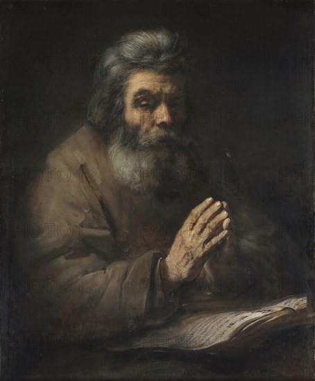 An Elderly Man in Prayer, 1660s or later. Follower of Rembrandt van Rijn (Dutch, 1606-1669). Oil on canvas; framed: 119.4 x 106.7 x 15.9 cm (47 x 42 x 6 1/4 in.); unframed: 87.3 x 72 cm (34 3/8 x 28 3/8 in.).