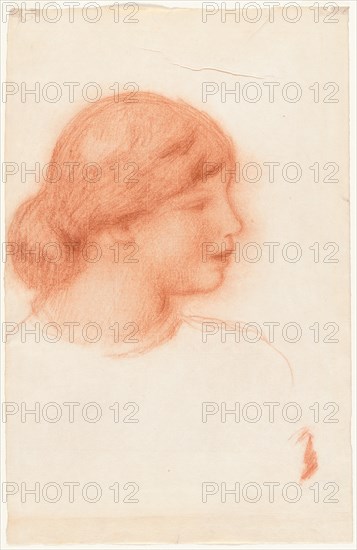 Profile of a Young Woman, c. 1910. Pierre-Auguste Renoir (French, 1841-1919). Red chalk; sheet: 48.5 x 31.2 cm (19 1/8 x 12 5/16 in.).
