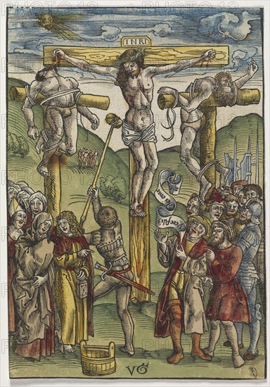 The Passion:  The Crucifixion, before 1508. Urs I Graf (Swiss, c. 1485-1527/29). Woodcut with hand coloring
