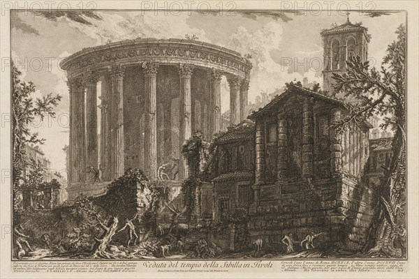 Views of Rome:  Temple of the Sibyl at Tivoli. Giovanni Battista Piranesi (Italian, 1720-1778). Etching and engraving
