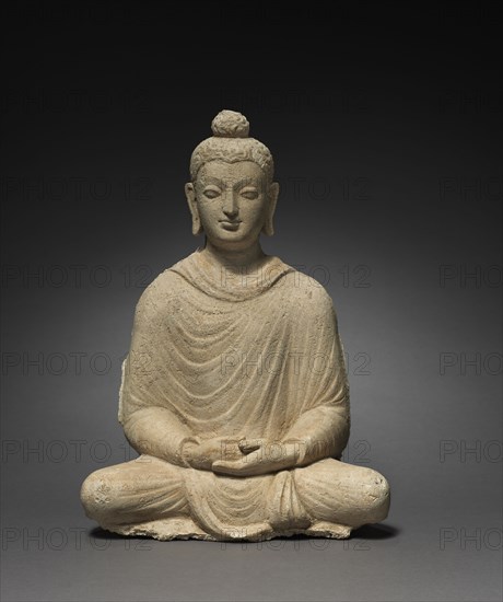 Seated Buddha, c. 300s. Afghanistan, Gandhara, Hadda, late Kushan Period (1st century-320). Stucco; overall: 36.9 cm (14 1/2 in.).