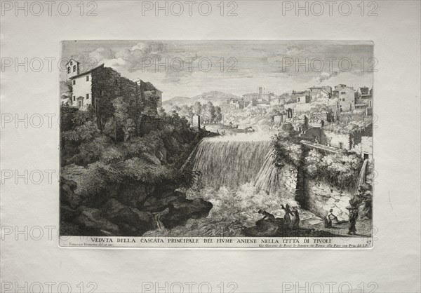 Veduta della Cascata Principale del Fiume Aniene nelle citta di Tivoli. Giovanni Francesco Venturini (Italian, 1650-1710). Etching; sheet: 33.1 x 47.5 cm (13 1/16 x 18 11/16 in.); image: 22.5 x 34.2 cm (8 7/8 x 13 7/16 in.).