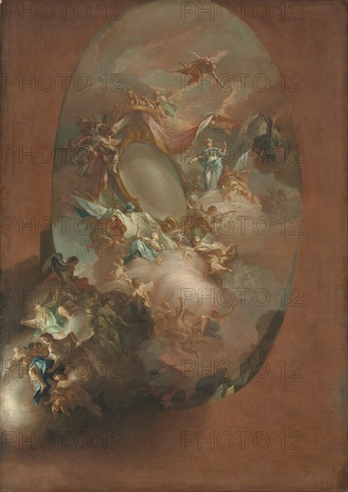 Study for "The Apotheosis of Ferdinand IV and Maria Carolina, King and Queen of Naples" (for the Palazzo dei Regi Studi, Naples), c. 1781. Pietro Bardellino (Italian, 1728-1810). Oil on canvas; framed: 187.9 x 138.4 x 10.2 cm (74 x 54 1/2 x 4 in.); unframed: 172.4 x 122.5 cm (67 7/8 x 48 1/4 in.).