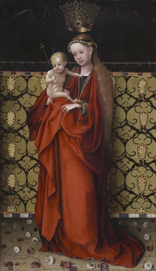 The Virgin Crowned by Angels, c. 1450. Stefan Lochner (German, 1400-c. 1452). Oil on wood; framed: 68.5 x 47.5 x 7.5 cm (26 15/16 x 18 11/16 x 2 15/16 in.); unframed: 50.5 x 29.2 cm (19 7/8 x 11 1/2 in.).