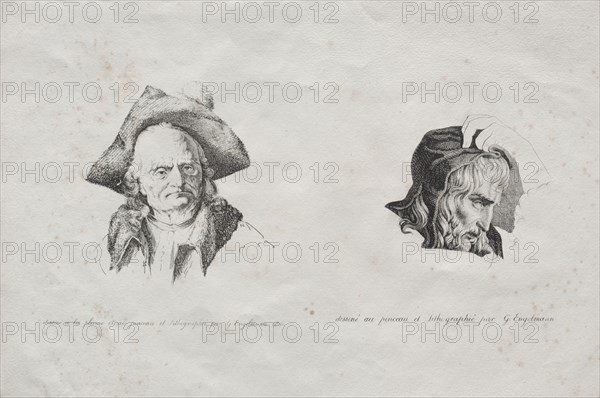 Receuil d'essais lithographiques:  Deux têtes, 1816. Godefroy Engelmann (French, 1788-1839). Lithograph; overall: 31 x 24.2 cm (12 3/16 x 9 1/2 in.).