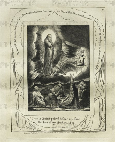 The Book of Job:  Pl. 9, Then a Spirit passed before my face / the hair of my flesh stood up, 1825. William Blake (British, 1757-1827). Engraving