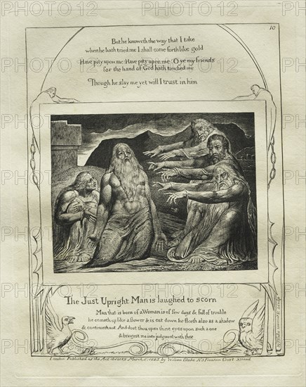 The Book of Job:  Pl. 10, The Just Upright Man is Laughed to Scorn, 1825. William Blake (British, 1757-1827). Engraving