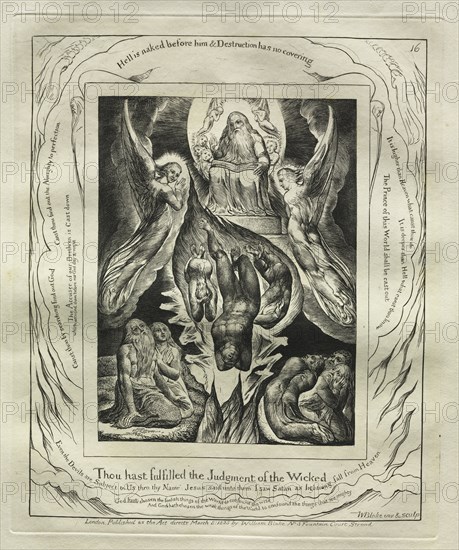 The Book of Job:  Pl. 16, Thou hast fulfilled the Judgment of the Wicked, 1825. William Blake (British, 1757-1827). Engraving