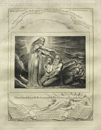 The Book of Job:  Pl. 17, I have heard thee with the hearing of the Ear but now my Eye seeth thee, 1825. William Blake (British, 1757-1827). Engraving