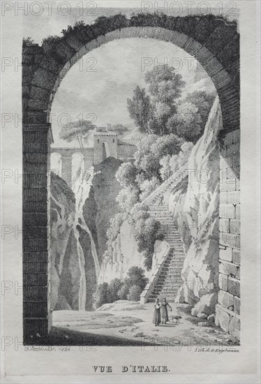 Vue d'Italie, 1820. Godefroy Engelmann (French, 1788-1839). Lithograph; image: 19.5 x 12.5 cm (7 11/16 x 4 15/16 in.)