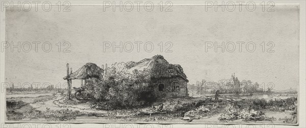 Landscape with a  Cottage and Hay Barn: Oblong, 1641. Rembrandt van Rijn (Dutch, 1606-1669). Etching and drypoint; sheet: 13.1 x 32.5 cm (5 3/16 x 12 13/16 in.); platemark: 12.8 x 32.1 cm (5 1/16 x 12 5/8 in.)