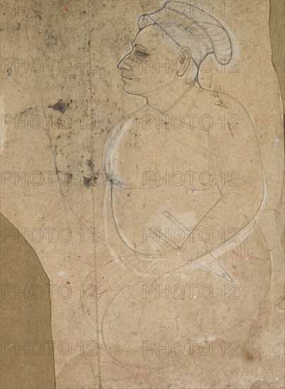 Portrait of an Aging Man, c. 1700. Northern India, Himachal Pradesh, Guler. Ink and opaque white pigment on paper; overall: 18 x 13.3 cm (7 1/16 x 5 1/4 in.).