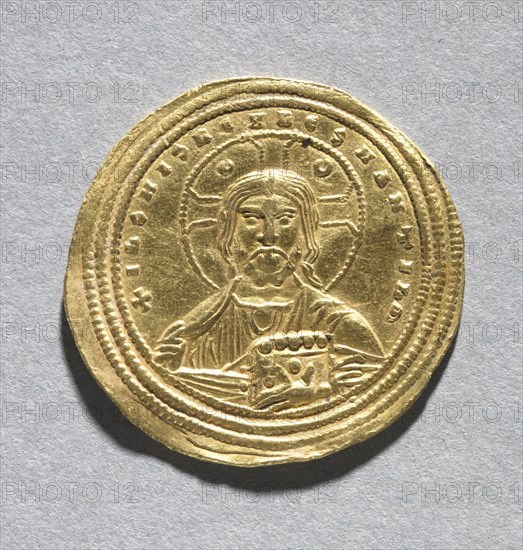 Nomisma with Basil II Bulgarotonos and His Brother Constantine VIII (obverse), 977-1025. Byzantium, Constantinople, 10th-11th century. Gold; diameter: 2.6 cm (1 in.)