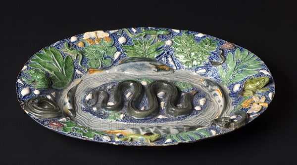Rustic Platter, late 1500s. Manner of Bernard Palissy (French, 1510-1589). Lead glazed earthenware; overall: 52.4 x 40.7 cm (20 5/8 x 16 in.).