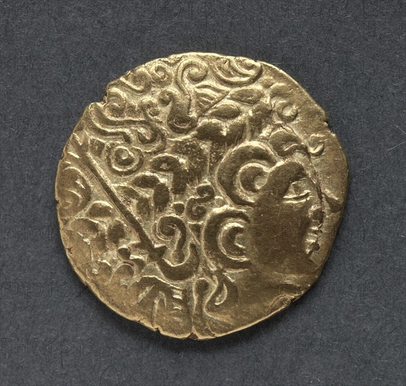 Bellovaci Stater (obverse), c. 125-100 B.C.. England (Ancient Britain), 2nd century B.C.. Gold; diameter: 2.6 cm (1 in.)