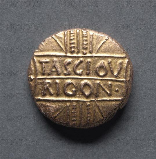 Tasciovanus Riconi Stater (obverse), c. 20 B.C. - 10 A.D.. England (Ancient Britain), 1st century B.C.-1st century A.D.. Gold