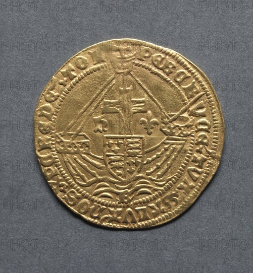 Noble (obverse), 1470-1471. England, Henry VI 1422-1461 (restored 1470-1471). Gold