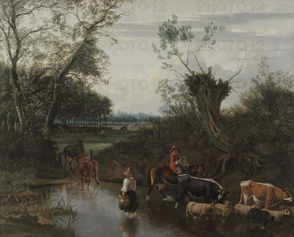 Peasants Crossing a Stream, c. 1670. Jan Siberechts (Flemish, 1627-c. 1703). Oil on canvas; framed: 119 x 143 x 9 cm (46 7/8 x 56 5/16 x 3 9/16 in.); unframed: 99.7 x 122.5 cm (39 1/4 x 48 1/4 in.)