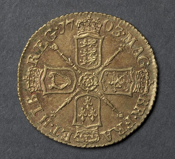 Half Guinea (reverse), 1703. England, Anne, 1702-1714. Gold