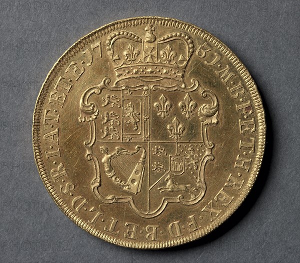 Five Guineas (reverse), 1731. England, George II, 1727-1760. Gold