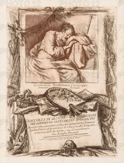 Title Page of Raccolta di alcuni disegni del Barberi da Cento Ietto il Gerucino, 1764. Giovanni Battista Piranesi (Italian, 1720-1778). Etching