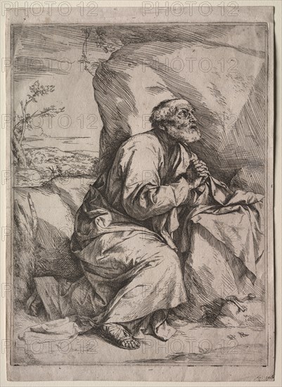 The Penitent St. Peter. Jusepe de Ribera (Spanish, 1591-1652). Etching