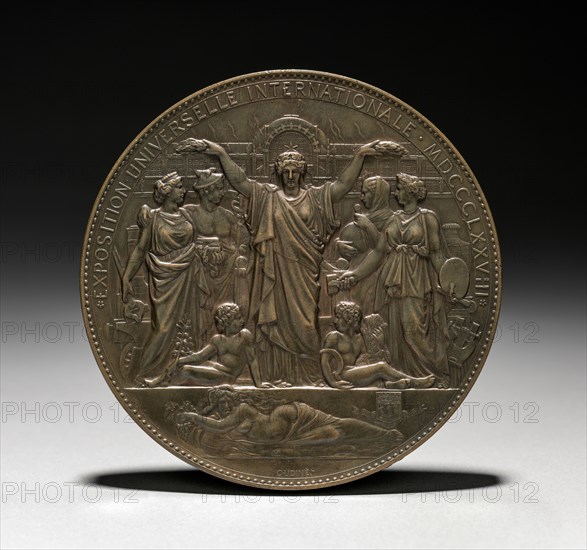 Medal (obverse), 1878. Eugène André Oudiné (French, 1810-1887). Bronze; diameter: 8.6 cm (3 3/8 in.).