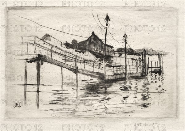 Footbridge, Bridgeport, Connecticut. John Henry Twachtman (American, 1853-1902). Etching