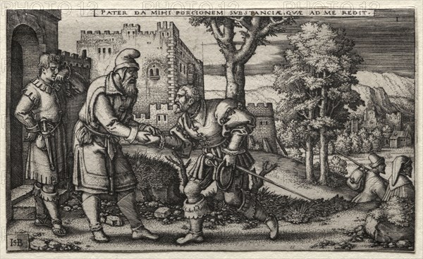 The Prodigal Son:  Departure of the Prodigal Son. Hans Sebald Beham (German, 1500-1550). Engraving