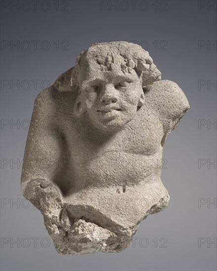Male Atlantean Figure, 300s. Afghanistan, possibly Hadda, Kushan period (c. 80-320). Stucco; overall: 19.4 cm (7 5/8 in.).
