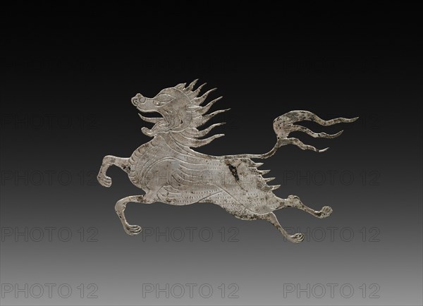Inlay for a Mirror or Box: shih-shih, c. 900-1000. China, Tang dynasty (618-907) - Song dynasty (960-1279). Beaten silver with chased details; overall: 4.2 x 6.1 cm (1 5/8 x 2 3/8 in.).