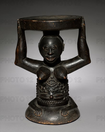 Caryatid Stool, c. 1900. Central Africa, Democratic Republic of the Congo,Luba, early 20th century. Wood; overall: 43.8 cm (17 1/4 in.)