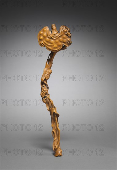 Scepter in the Shape of a Ruyi Fungus, 1700s. China, Qing dynasty (1644-1911). Carved boxwood; overall: 38.1 cm (15 in.).