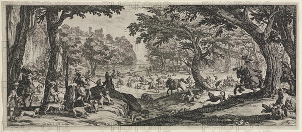 The Large Hunt, 1619. Jacques Callot (French, 1592-1635). Etching; sheet: 20.7 x 47.1 cm (8 1/8 x 18 9/16 in.); platemark: 19.8 x 46.3 cm (7 13/16 x 18 1/4 in.)
